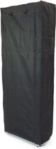 PrimeMatik - Garderobekast en schoenenrek in verwijderbare stof 60 x 30 x 160 cm zwart met roldeur