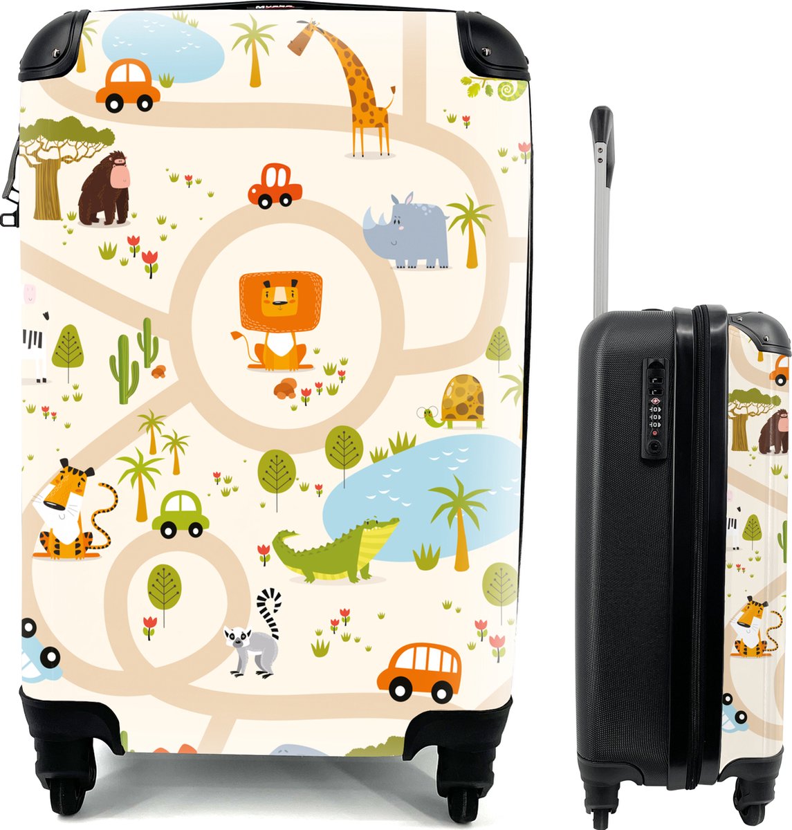 Valise de voyage a roulettes pour enfants panda beige