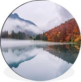 WallCircle - Wandcirkel - Muurcirkel - Herfst - Mist - Water - Landschap - Aluminium - Dibond - ⌀ 60 cm - Binnen en Buiten