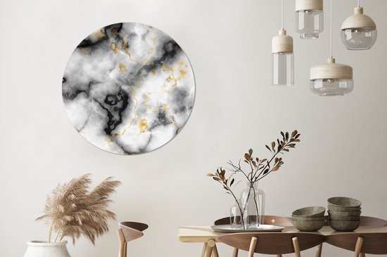 WallCircle - Wall Circle - Wall Circle Indoor - Agate - Or - Marbre - Pierres précieuses - 90x90 cm - Décoration murale - Peintures Ronds