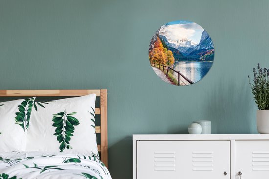 WallCircle - Cercle mural - Cercle mural - Montagnes - Lac - Chemin - Nature - Water - Aluminium - Dibond - 30x30 cm - Intérieur et Extérieur