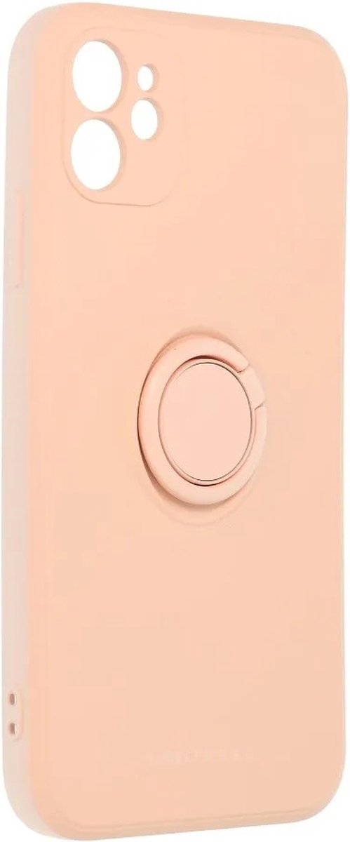 Roar Amber Siliconen Back Cover hoesje met Ring iPhone 11 - Roze