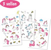 Neptattoo - Eenhoorn - Unicorn - 3 Vellen - 40 Tattoos - Roze / Paars - Plaktattoo