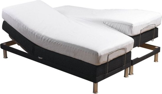 Sleepnight hoeslaken split - Katoen - (hoekhoogte 25 cm ) blanc - B 180 x L 200 cm - Lits-jumeaux - Geschikt voor Verstelbare Matras - 600360-2x-B 90 x L 200 cm