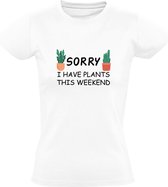 Sorry, I have plants Dames T-shirt | plantenkweker | tuinman | tuinvrouw | hovenier | landbouw | boer | plantenkwekerij | planten | Wit
