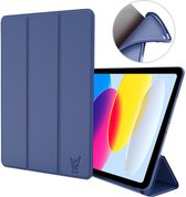 Hoes geschikt voor iPad 2022 10.9 inch 10e Generatie - Trifold Smart Cover Book Case Leer Tablet Hoesje Blauw