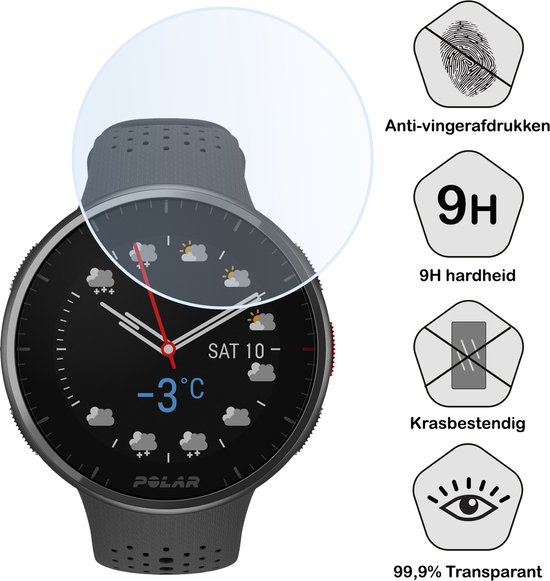 Screenprotector - 2 Stuks - Geschikt voor Polar Pacer Pro - Sterk & Shockproof - Tempered Glass - Gehard Glas - Beschermglas Screen Cover - Bescherm Protector voor Smartwatch