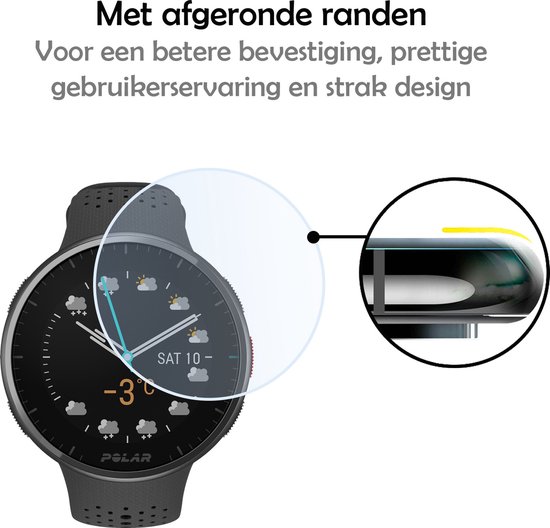 Screenprotector met afgeronde randen voor betere bevestiging en design.
