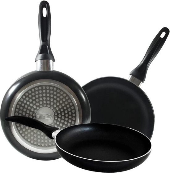 Set Padelle Antiaderenti San Ignatio 16-20-24 Cm + Servizio Posate 24 Pezzi Acciaio Inox | Colore Rosso Con Rivestimento Marmorizzato