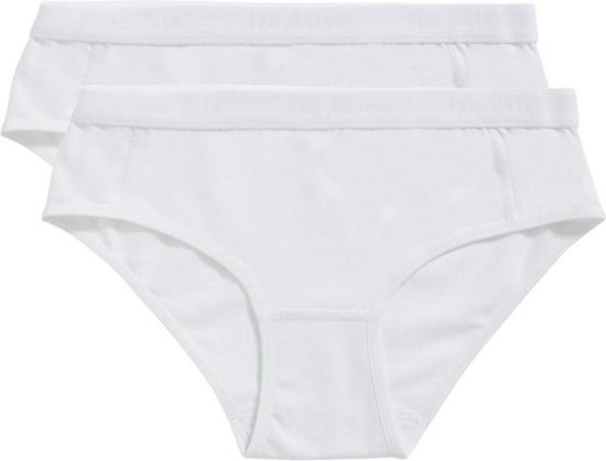 Twee witte hipsters met elastische tailleband met logo.