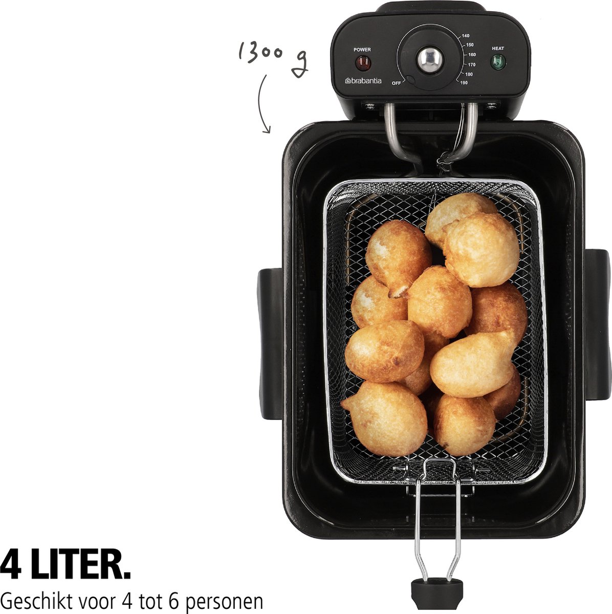 Brabantia BBEK1130BK Frituurpan Friteuse 4 Liter 2200 Watt RVS