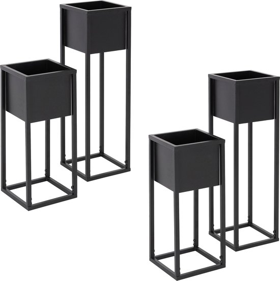 ML-Design Set van 4 Meubelpootjes I-Design 30 cm Donkergrijs met Industriële Uiterlijk Gepoedercoat Staal Vierkant Profiel 8x8 cm Hoogte Verstelbaar van 1-4 cm Ideaal voor Tafels Banken en Kasten