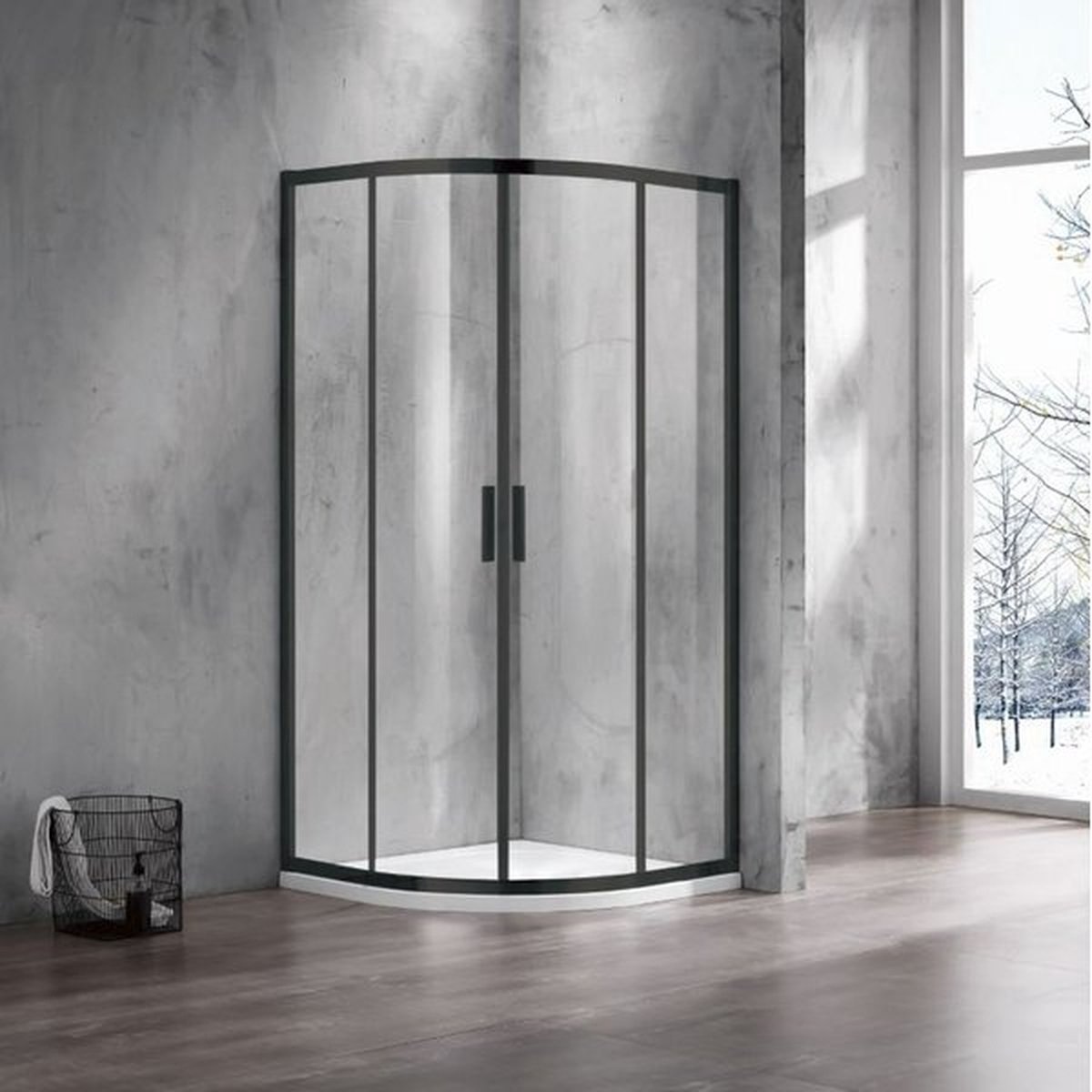 Saniclass Casus douchecabine 90x90x200cm kwartrond helder glas profiel mat zwart