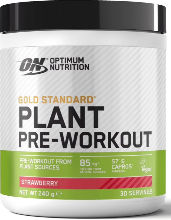 Optimum Nutrition Gold Standard 100% Plant Pre Workout – Vegan – Strawberry – Plantaardig Pre-workout Poeder –240 gram (30 servings)