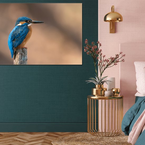 Meester Aan De Muur - Schilderij - Doek Schilderstuk Muurdecoratie Fotokunst Tafereel Common Kingfisher - Multicolor - 150 X 100 Cm
