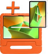 Hoes Geschikt voor Lenovo Tab M10 Plus 3rd Gen Hoes Bumper Kindvriendelijk Kids Case Met Screenprotector - Hoesje Geschikt voor Lenovo Tab M10 Plus (3e Gen) Hoesje Shockproof Cover Hoes - Oranje