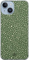 Casimoda® hoesje - Geschikt voor iPhone 14 Plus - Green Dots - Siliconen/TPU telefoonhoesje - Backcover - Gestipt - Groen