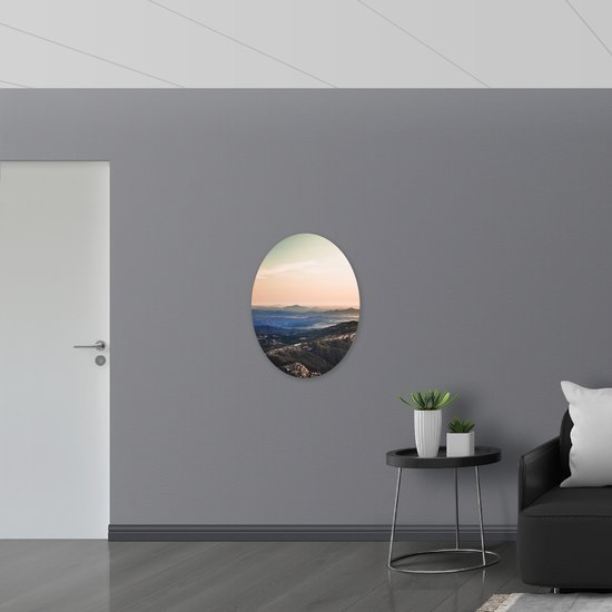 WallClassics - Panneau en mousse PVC ovale - Grandes montagnes - Photo 60 x 80 cm sur ovale (avec système de suspension)