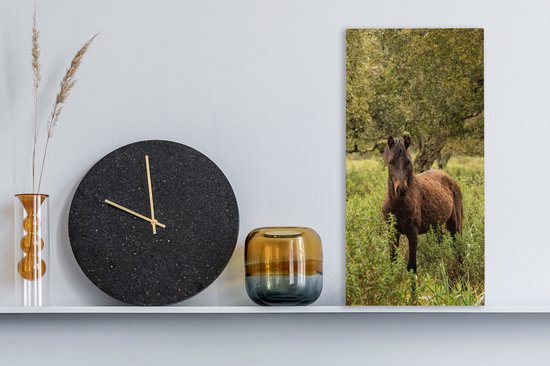 Toile Peinture Cheval - Forêt - Herbe - 20x40 cm - Décoration murale