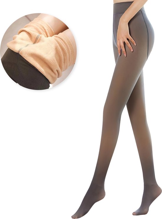 Your Home Fleece Tights - Thermo Tights M/L - Zwart - Translucent Skin Color - Fleece Tights - Warm Tights - Fleece Legging