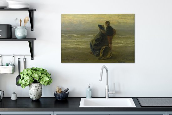 Tableau sur toile Mère et enfant à la mer - tableau de Jozef Israëls - 90x60 cm - Décoration murale