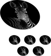 Onderzetters voor glazen - Rond - Zebra - Zwart - Wit - Dieren - 10x10 cm - Glasonderzetters - 6 stuks