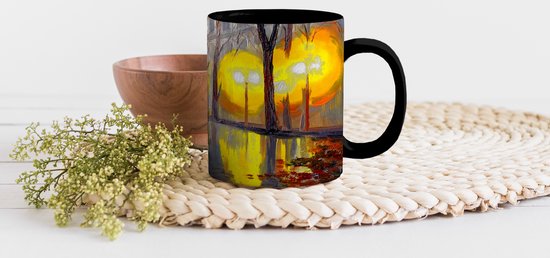 Magische Mok - Foto op Warmte Mokken - Koffiemok - Schilderij - Bank - Water - Licht - Olieverf - Magic Mok - Beker - 350 ML - Theemok