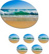 Onderzetters voor glazen - Rond - Zee - Golf - Strand - 10x10 cm - Glasonderzetters - 6 stuks