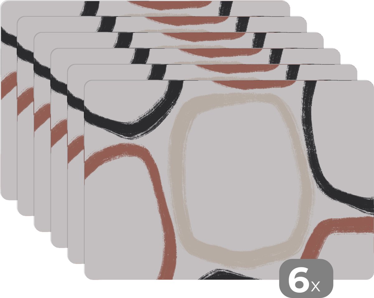 Placemat - Pastel - Minimalisme - Vormen - Onderleggers placemat - Placemats - 45x30 cm - 6 stuks