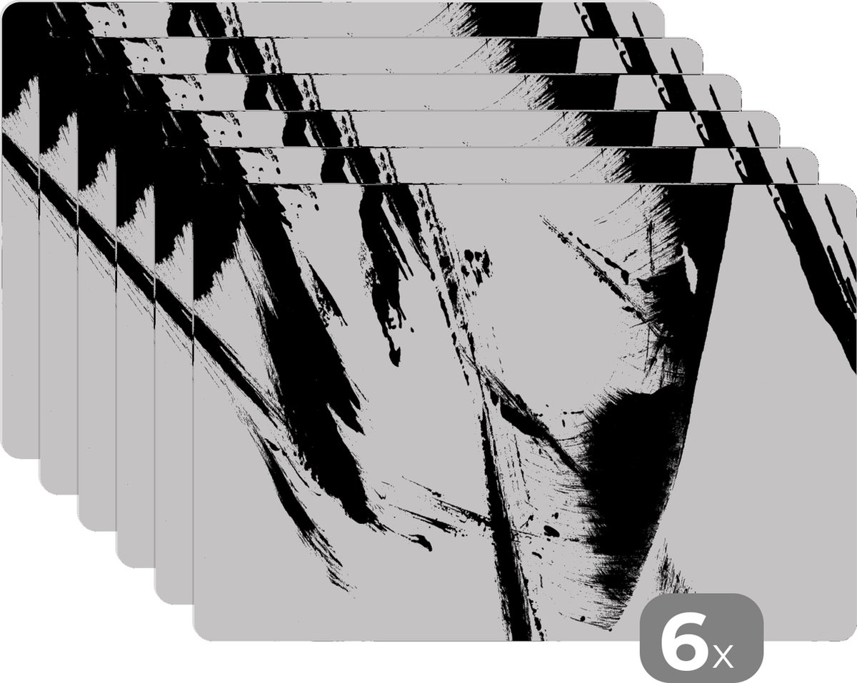 Placemat - Verf - Abstract - Lijnen - Onderleggers - Tafel - Placemats - 45x30 cm - 6 stuks