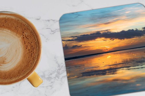 Sous- Sous-verres pour verres - Mer - Horizon - Couleurs - 10x10 cm - Sous-verres en verre - 6 pièces