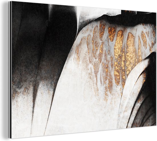 Wanddecoratie Metaal - Aluminium Schilderij Industrieel - Goud - Abstract - Design - 150x100 cm - Dibond - Foto op aluminium - Industriële muurdecoratie - Voor de woonkamer/slaapkamer