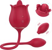 GALESTO FLOWER POWER - Rode Siliconen Vibrator - Voor Vrouwen en Mannen - Realistisch Gevoel - Intense Orgasmes - Likt en Vibreert - 18 Verschillende Standen - Hetero en Gay - Clitoris Booster- G-Spot Stimulator - Likkende Tong - USB-Oplaadbaar
