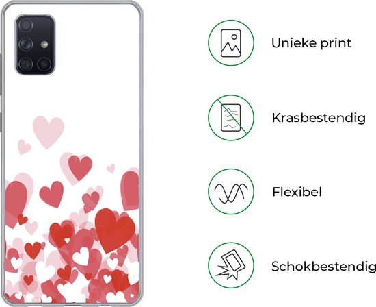 Coque Samsung Galaxy A71 - une pluie de coeurs - Siliconen
