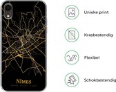 Geschikt voor iPhone XR hoesje - Nîmes - Kaart - Goud - Siliconen Telefoonhoesje