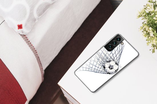 Coque Samsung Galaxy S22 Plus - Une illustration d'un ballon de football entrant dans le but - Garçons - Filles - Kids - Coque de téléphone en Siliconen