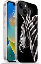 Apple iPhone 14 Plus - Coque souple - Zebra - Animal - Zwart - Portrait - Coque de téléphone en Siliconen