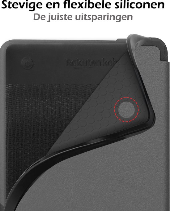 Hoesje Geschikt voor Kobo Clara 2E Hoes Book Case - Hoes Geschikt voor Kobo Clara 2E Hoesje Book Cover - Grijs van Hoesje  — afbeelding 4