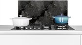 Spatscherm keuken 60x30 cm - Kookplaat achterwand - Marmer print - Zwart - Muurbeschermer hittebestendig - Zwarte spatwand fornuis - Hoogwaardig aluminium - Aanrecht decoratie