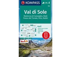 KOMPASS WK 119 Wandelkaart Val di Sole, Madonna di Campiglio, Malè, Passo del Tonale, Peio, Rabbi 1:35.000