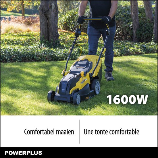 Powerplus POWXG6251 Elektrische grasmaaier - Grasmachine voor kleine en middelgrote tuin - 1600W - Maaibreedte 380mm - Verstelbare maaihoogte - Mulching functie - Incl. 40L opvangbak van Powerplus — afbeelding 5