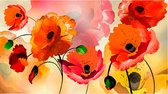 Fotobehangkoning - Behang - Vliesbehang - Fotobehang XXL - Velvet poppies - Bloemen Schildering - 500 x 280 cm