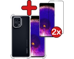 Hoesje - Met Screenprotector - 2 Stuks - Geschikt voor OPPO Find X5 Pro - Sterk & Shockproof - Back Cover - Siliconen Case - Telefoon Hoes - Shock Proof - Telefoonhoes - Transparant
