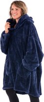 Snug Rug - Couverture à capuche surdimensionnée de Premium supérieure - Blanket avec manches et capuche - Homme et femme - Unisexe - Sherpa Fleece - Extra doux - Blauw