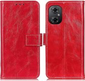 Mobigear Telefoonhoesje geschikt voor POCO M5 Hoesje | Mobigear Basic Bookcase Portemonnee | Pasjeshouder voor 3 Pasjes | Telefoonhoesje voor Pinpas / OV Kaart / Rijbewijs - Rood