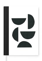 Notitieboek - Schrijfboek - Geometrische figuren - Abstract - Zwart - Notitieboekje klein - A5 formaat - Schrijfblok