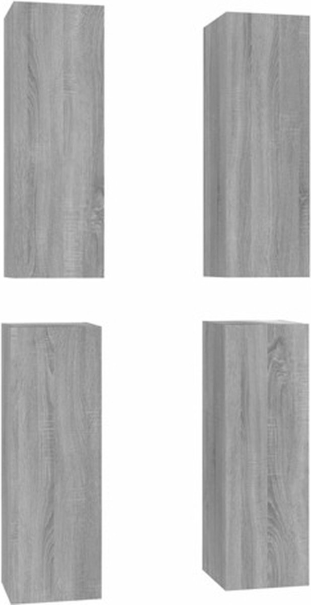vidaXL - Tv-meubelen - 4 - st - 30,5x30x90 - cm - bewerkt - hout - grijs - sonoma - eiken