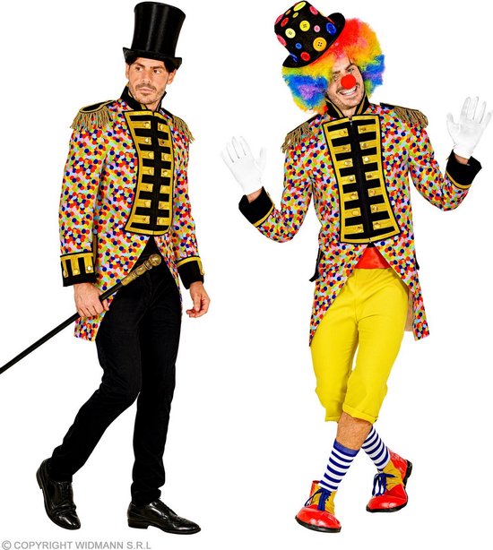 sofa Ounce Verbinding Widmann - Clown & Nar Kostuum - Confetti Feest Clown Slipjas Man -  multicolor - Medium... | bol.com