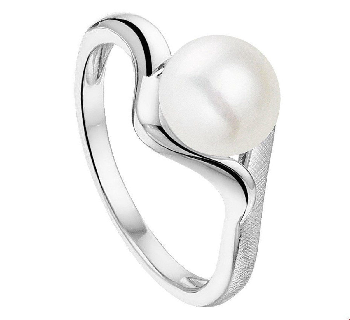 Zilver Gerhodineerde Ring gescratcht parel 1324746 18.50 mm (58)