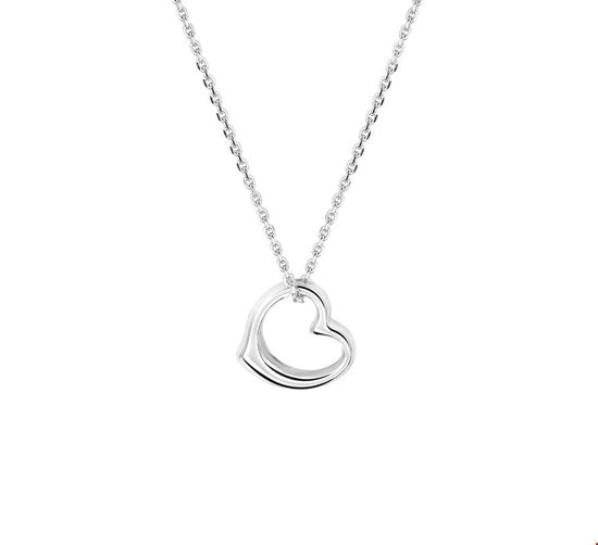 The Jewelry Collection Ketting Hart 1,3 mm 41 + 4 cm - Zilver